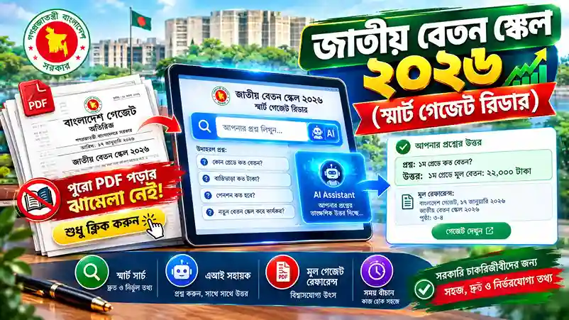 জাতীয় বেতন স্কেল ২০২৬ - স্মার্ট গেজেট রিডার ও এআই অ্যাসিস্ট্যান্ট